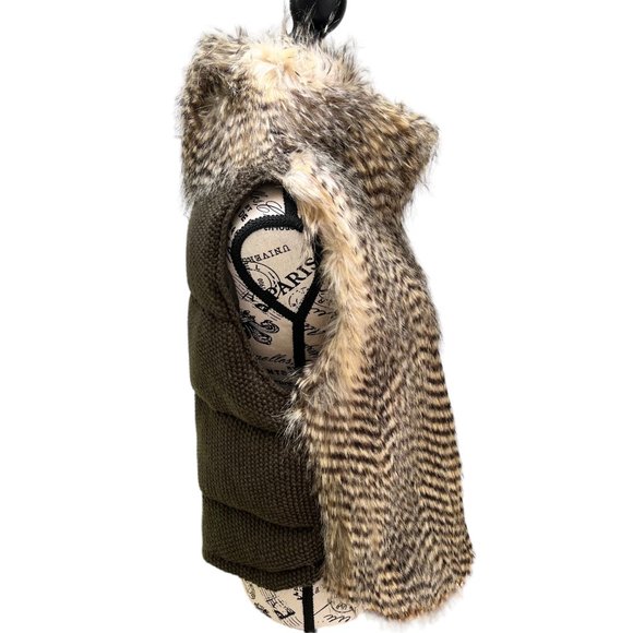 Joe Fresh Faux Fur Hip Length Vest Women's Size L - Picture 5 of 12
